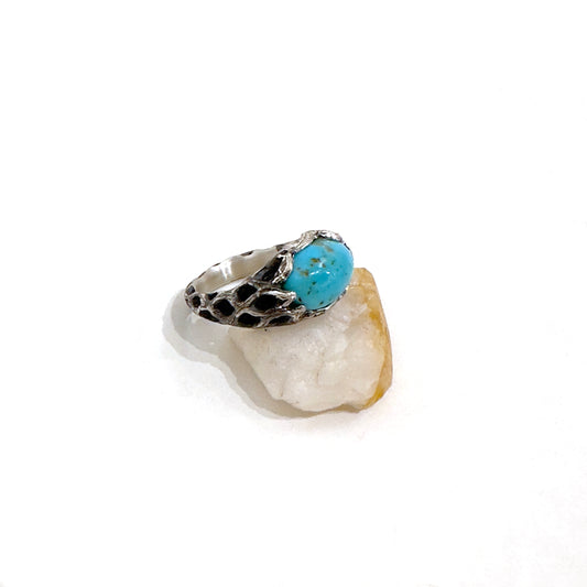 Hollow Cholla Ring w/ Bisbee Turquoise
