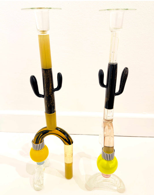 Large Cactus Candlestick Holders Set- The Pool Glassworks
