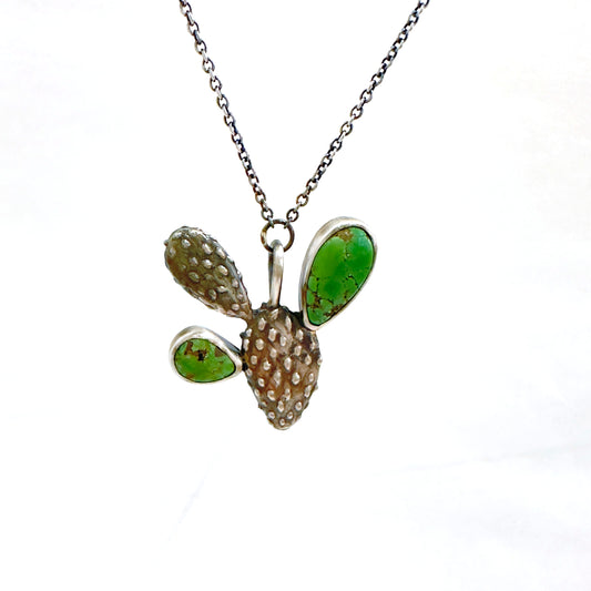 Silver Nopal Necklace With Turquoise