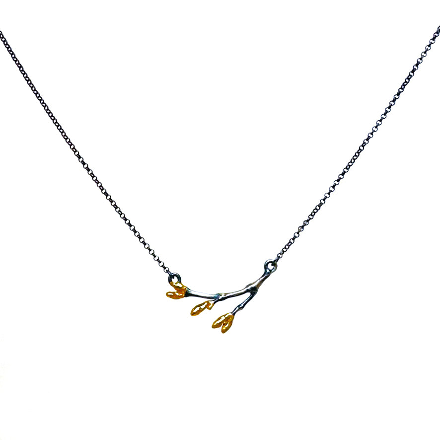 Small Maple Branch Necklace With 24k Gold