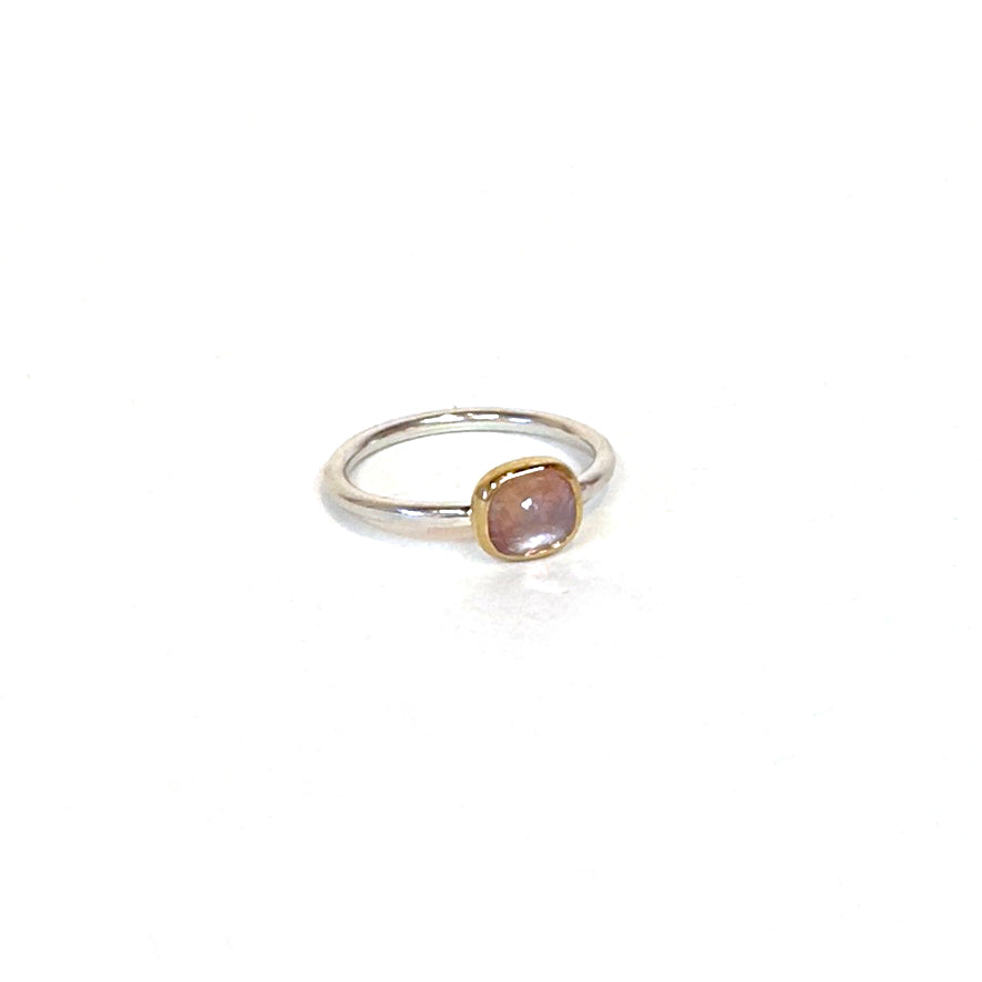 Peach Sapphire Ring with 18k gold
