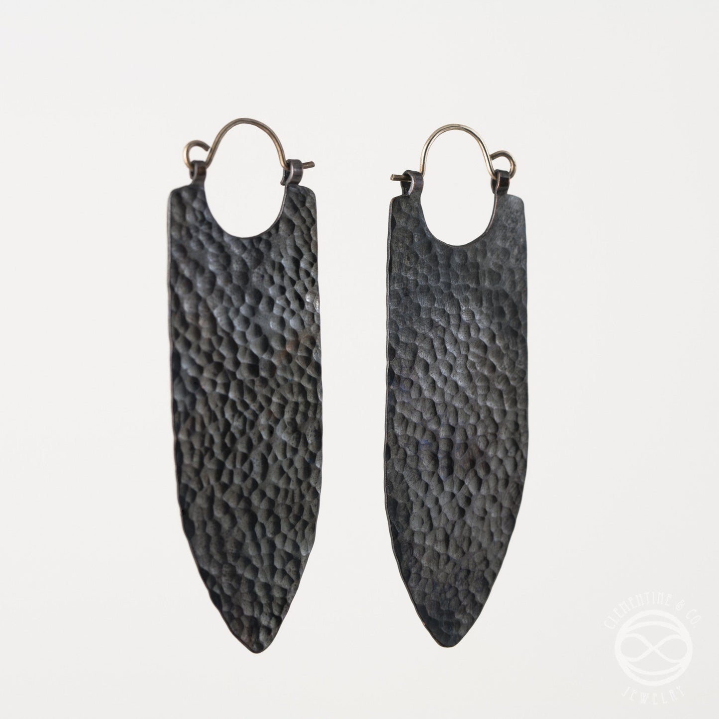 Banner Earrings in Blackened Copper